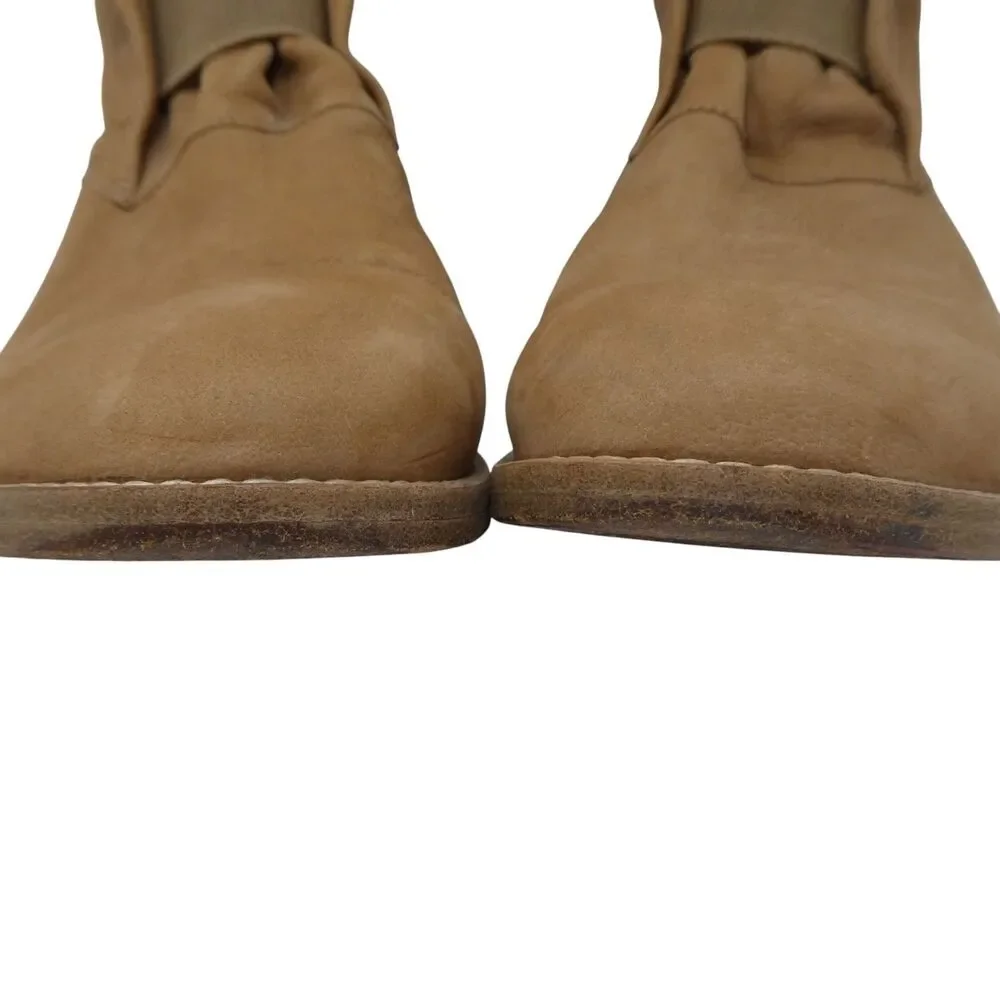 Eileen Fisher Brown Leather Pull‎ On Ankle Boots Booties